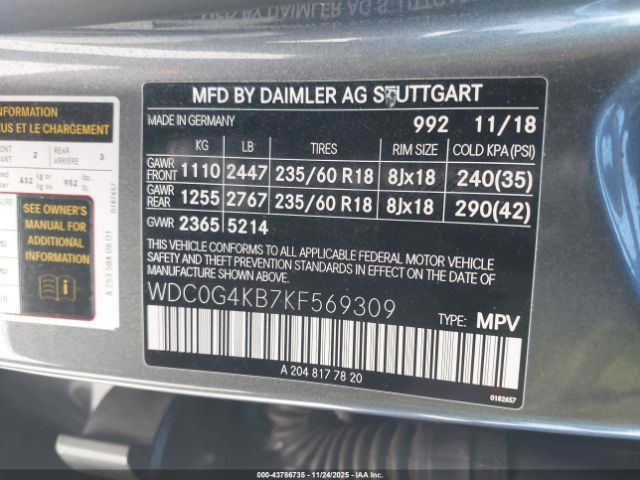 2019 MERCEDES-BENZ GLC 300 WDC0G4KB7KF569309 Photo 8