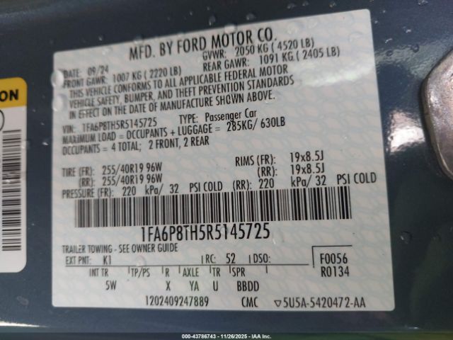 2024 FORD MUSTANG 1FA6P8TH5R5145725 Photo 8