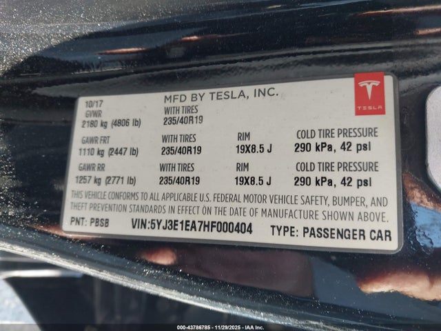 2017 TESLA MODEL 3 5YJ3E1EA7HF000404 Photo 8
