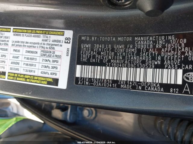 2009 TOYOTA COROLLA 2T1BU40E09C130539 Photo 8