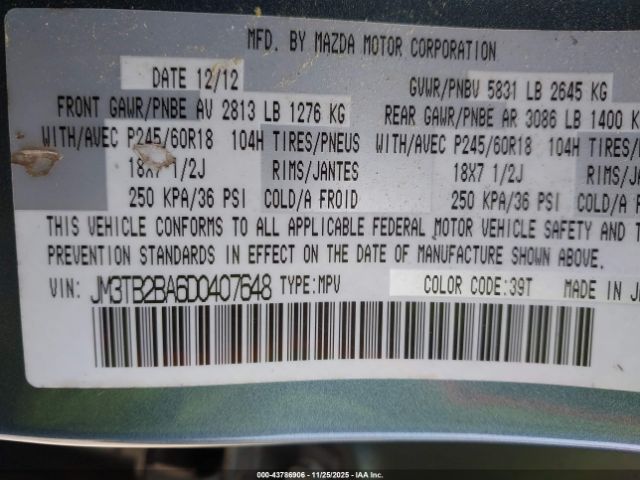 2013 MAZDA CX-9 JM3TB2BA6D0407648 Photo 8