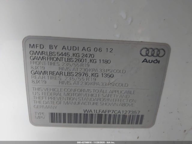 2012 AUDI Q5 WA1LFAFP7CA127357 Photo 8