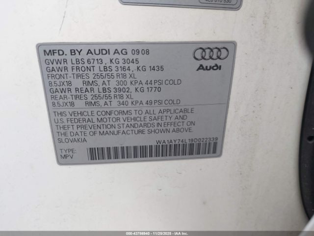 2009 AUDI Q7 WA1AY74L19D022339 Photo 8