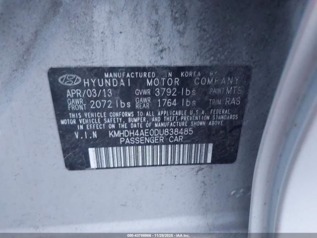 2013 HYUNDAI ELANTRA KMHDH4AE0DU838485 Photo 8