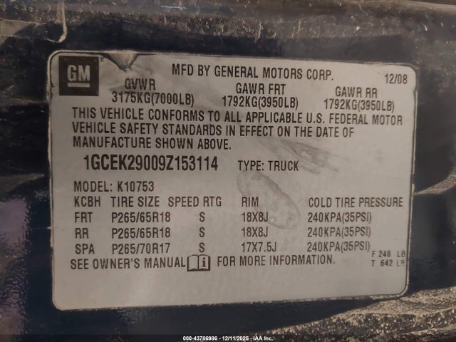 2009 CHEVROLET SILVERADO 1500 1GCEK29009Z153114 Photo 8
