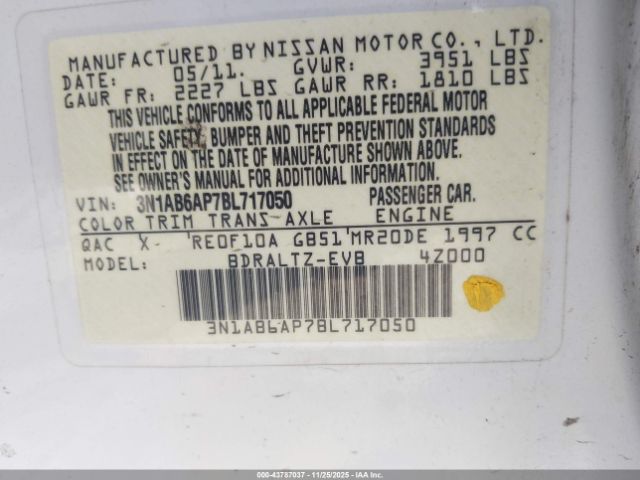 2011 NISSAN SENTRA 3N1AB6AP7BL717050 Photo 8