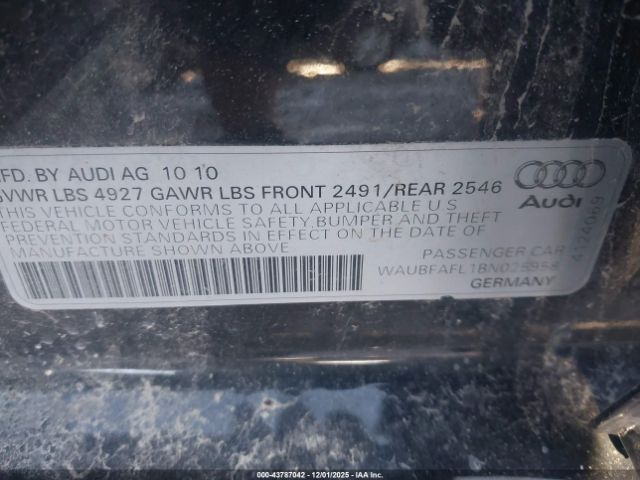 2011 AUDI A4 WAUBFAFL1BN025958 Photo 8