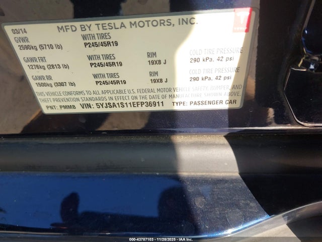2014 TESLA MODEL S 5YJSA1S11EFP36911 Photo 8