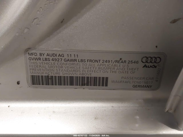 2012 AUDI A4 WAUFFAFL7CN015017 Photo 8