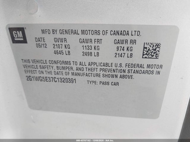 2012 CHEVROLET IMPALA 2G1WG5E37C1320391 Photo 8