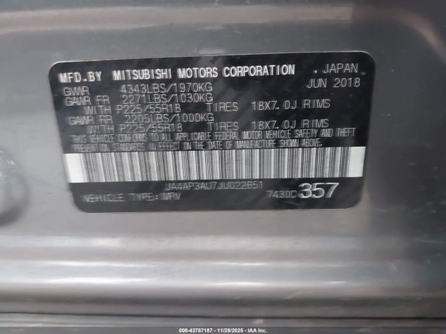 2018 MITSUBISHI OUTLANDER SPORT JA4AP3AU7JU022651 Photo 8
