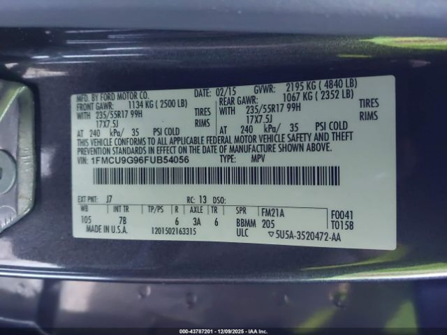 2015 FORD ESCAPE 1FMCU9G96FUB54056 Photo 8