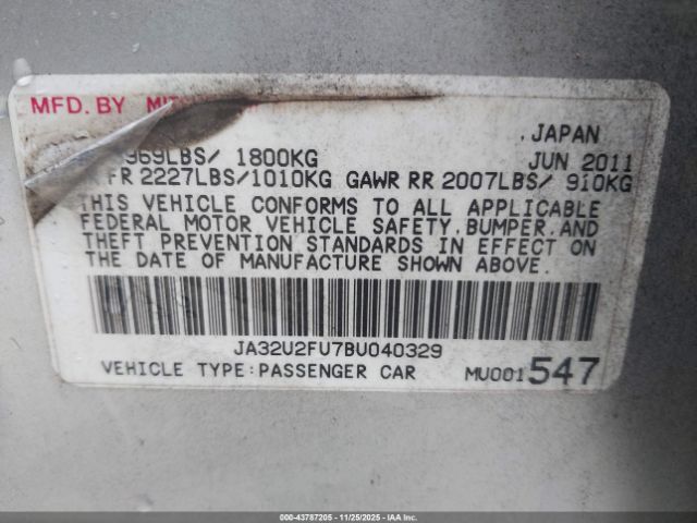 2011 MITSUBISHI LANCER JA32U2FU7BU040329 Photo 8