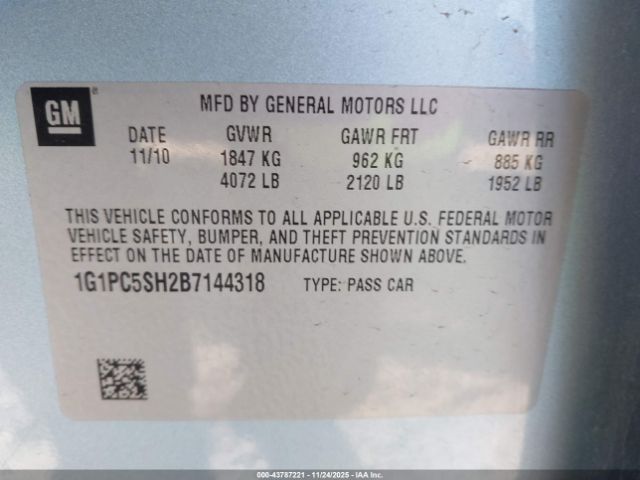 2011 CHEVROLET CRUZE 1G1PC5SH2B7144318 Photo 8