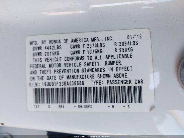 2016 ACURA TLX 19UUB1F33GA006688 Photo 8