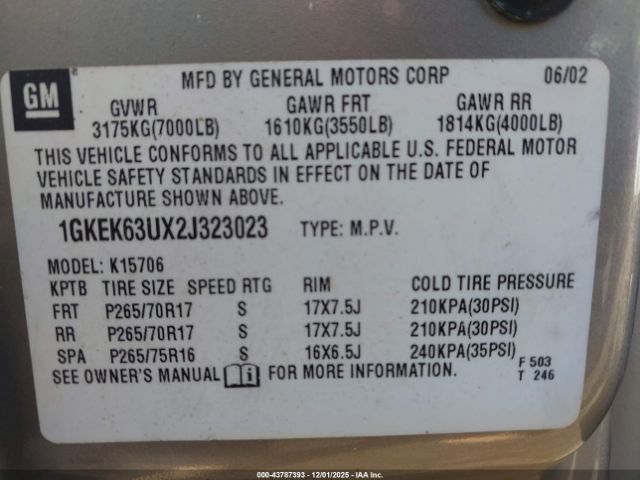 2002 GMC YUKON 1GKEK63UX2J323023 Photo 8