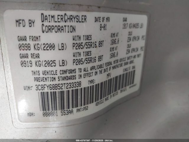 2002 CHRYSLER PT CRUISER 3C8FY68B52T233338 Photo 8