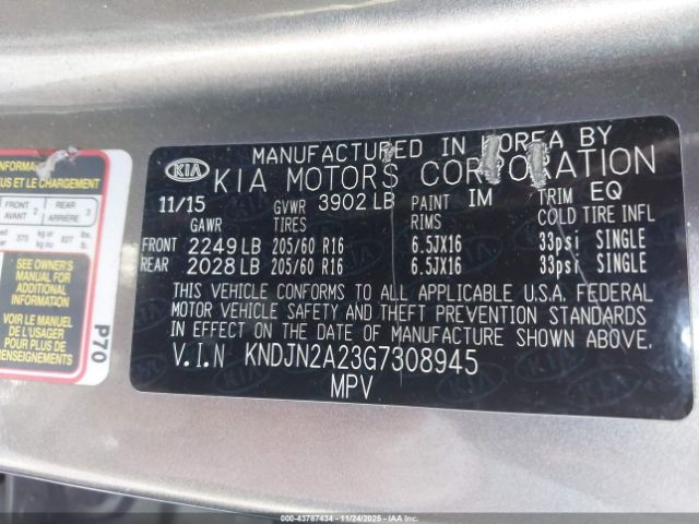 2016 KIA SOUL KNDJN2A23G7308945 Photo 8