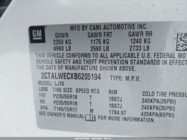 2011 GMC TERRAIN 2CTALWECXB6205194 Photo 8