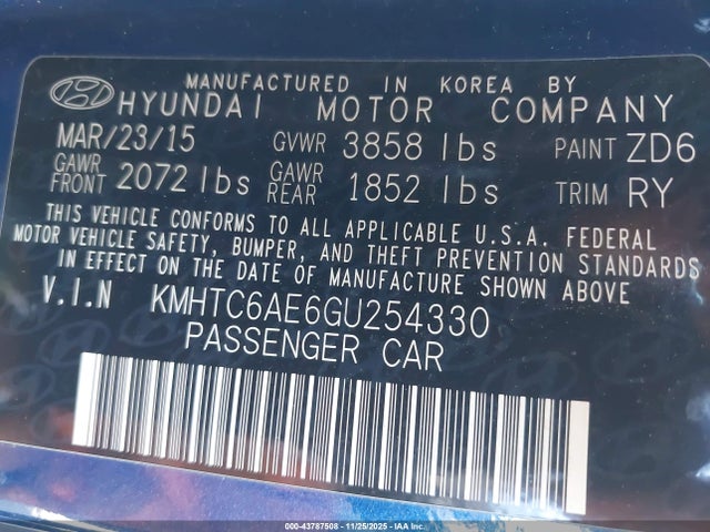 Hyundai Veloster Turbo 2016 KMHTC6AE6GU254330 Image 9