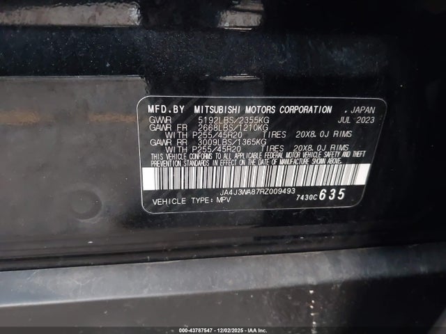 2024 MITSUBISHI OUTLANDER JA4J3WA87RZ009493 Photo 8