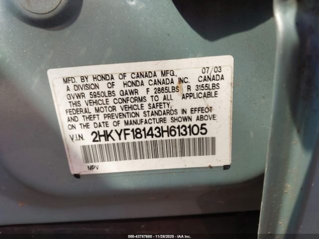 2003 HONDA PILOT 2HKYF18143H613105 Photo 8