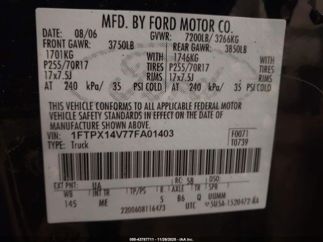 2007 FORD F-150 1FTPX14V77FA01403 Photo 8