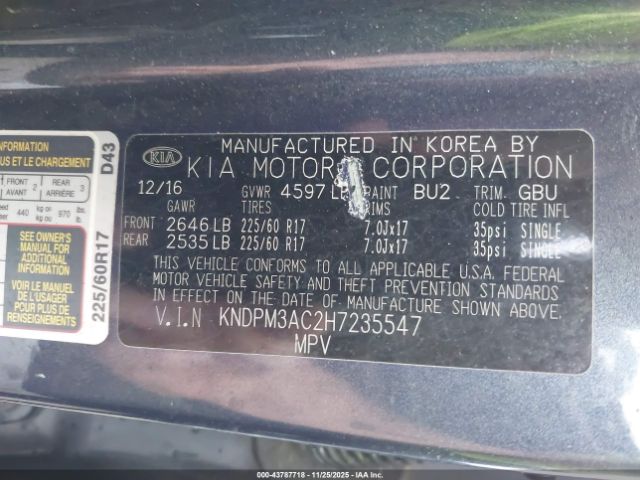 2017 KIA SPORTAGE KNDPM3AC2H7235547 Photo 8