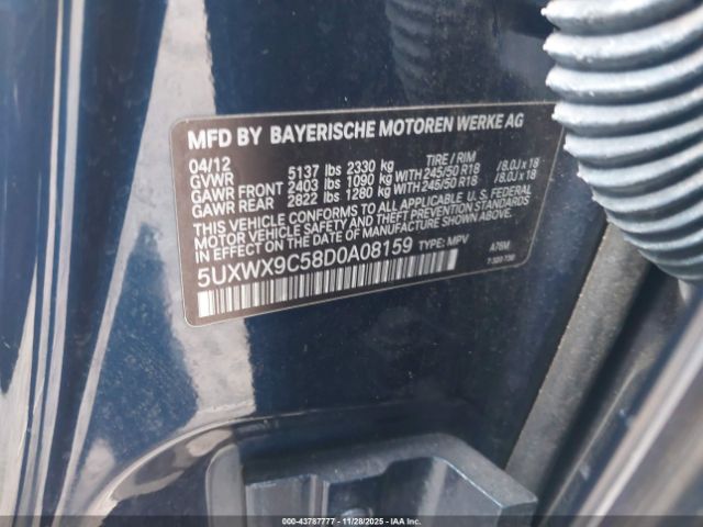 2013 BMW X3 5UXWX9C58D0A08159 Photo 8