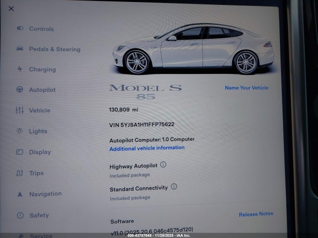 2015 TESLA MODEL S 5YJSA1H11FFP75622 Photo 6