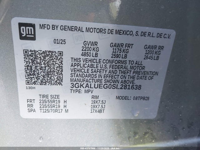 Продаж на аукціоні авто 2025 Gmc Terrain Awd Elevation, vin: 3GKALUEG0SL281638, номер лоту: 43787866