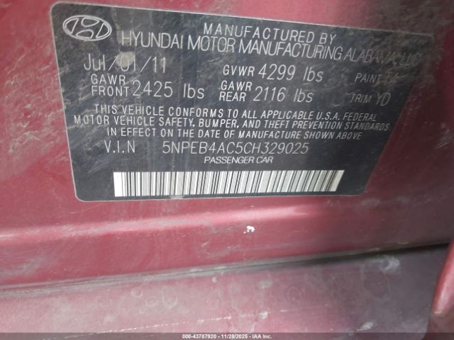 2012 HYUNDAI SONATA 5NPEB4AC5CH329025 Photo 8