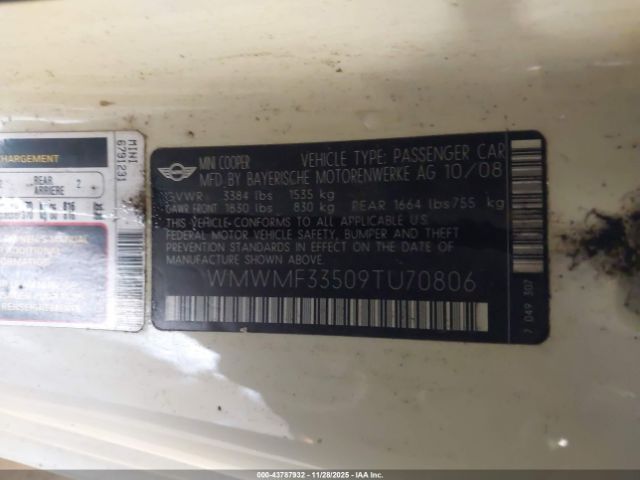 2009 MINI COOPER WMWMF33509TU70806 Photo 8