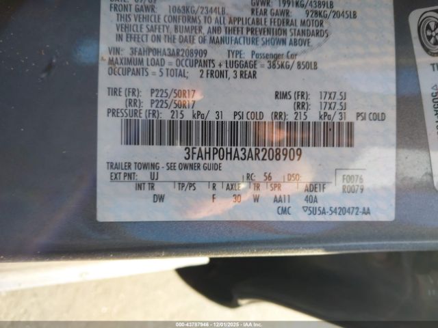 2010 FORD FUSION 3FAHP0HA3AR208909 Photo 8