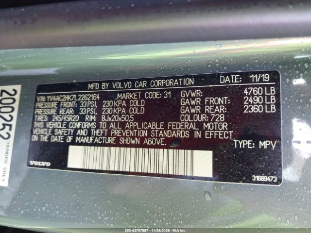 2020 VOLVO XC40 YV4AC2HK7L2262164 Photo 8