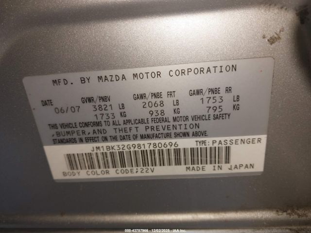 2008 MAZDA MAZDA3 JM1BK32G981780696 Photo 8