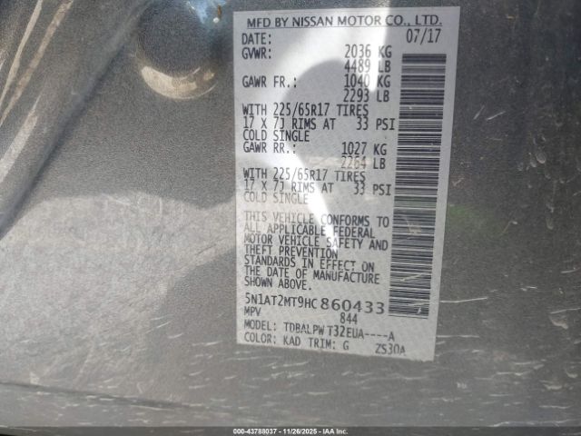 2017 NISSAN ROGUE 5N1AT2MT9HC860433 Photo 8