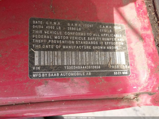 2004 SAAB 9-5 YS3ED49A443513858 Photo 8