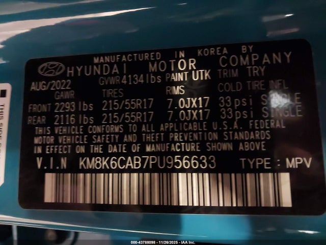 2023 HYUNDAI KONA KM8K6CAB7PU956633 Photo 8