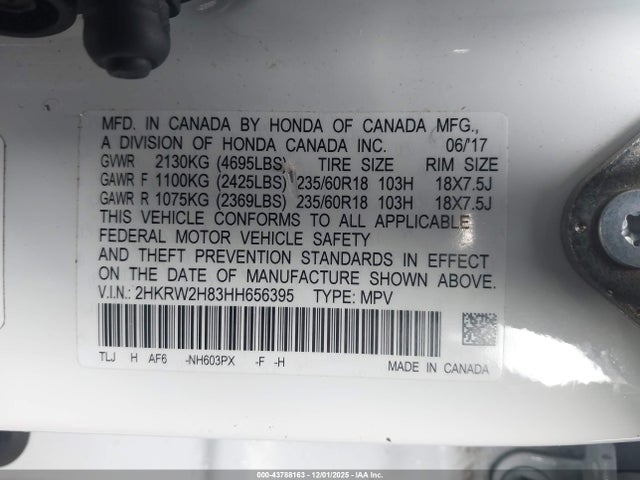 2HKRW2H83HH656395 Honda Cr-v Ex-l/ex-l Navi