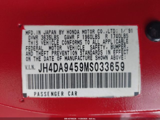 1991 ACURA INTEGRA JH4DA9459MS033659 Photo 8