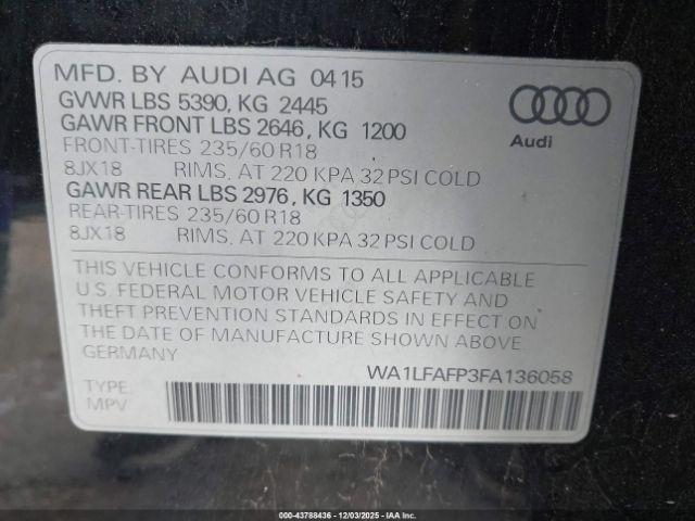 2015 AUDI Q5 WA1LFAFP3FA136058 Photo 8