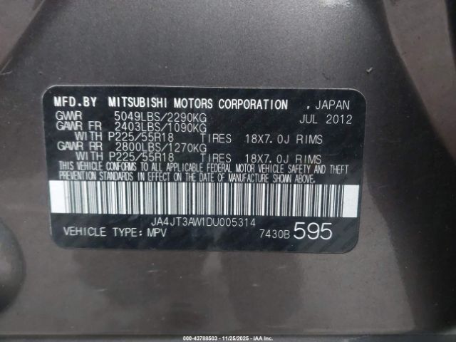 2013 MITSUBISHI OUTLANDER JA4JT3AW1DU005314 Photo 8