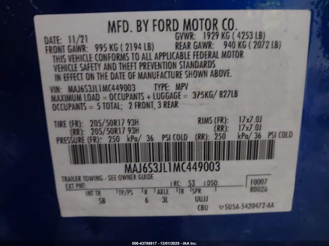 2021 FORD ECOSPORT MAJ6S3JL1MC449003 Photo 8