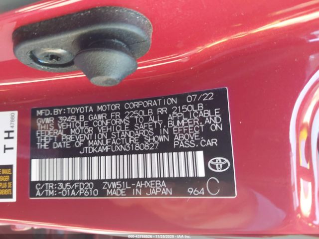 2022 TOYOTA PRIUS JTDKAMFUXN3180827 Photo 8