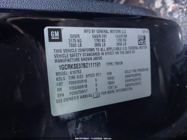 2011 CHEVROLET SILVERADO 1500 1GCRKSE37BZ111191 Photo 8