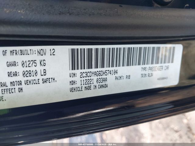 2013 DODGE CHALLENGER 2C3CDYAG6DH574104 Photo 8