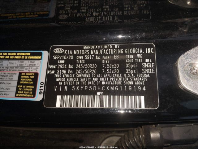 2021 KIA TELLURIDE 5XYP5DHCXMG119194 Photo 8