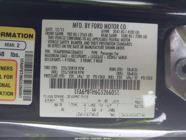 2016 FORD MUSTANG 1FA6P8TH6G5266051 Photo 8