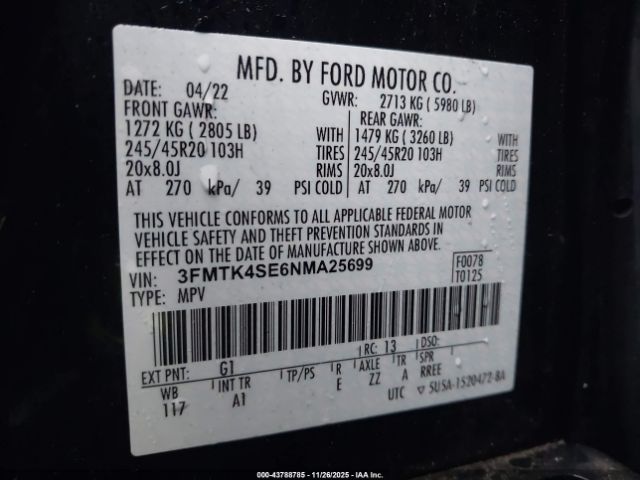 2022 FORD MUSTANG MACH-E 3FMTK4SE6NMA25699 Photo 8